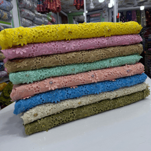 Luxury Petal Guipure Lace with Crystal Stone Embellishment (5 Yards)